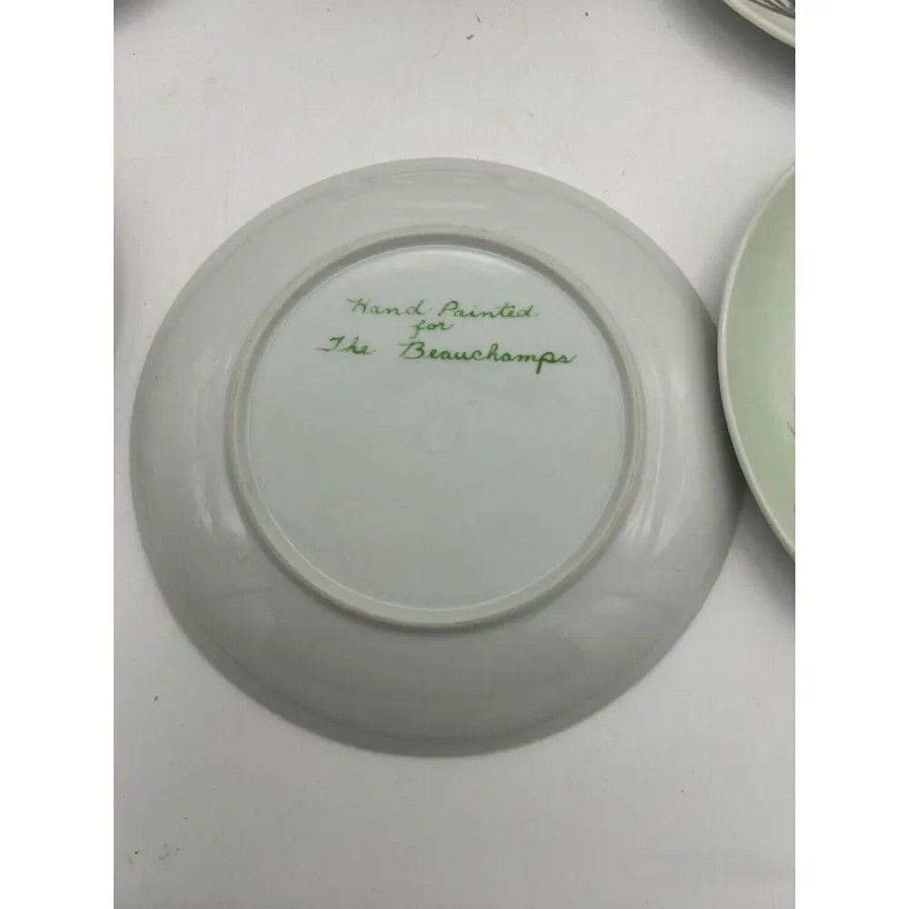 Studio Pottery Hand Painted Salad Plates‎ Dogwood Flowers Blueberries (6) Signed